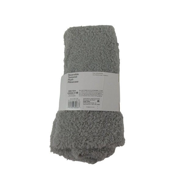 One Room Essentials Reversible Textured Plush Pillowcase Dreamy Soft Gray - Picture 4 of 5